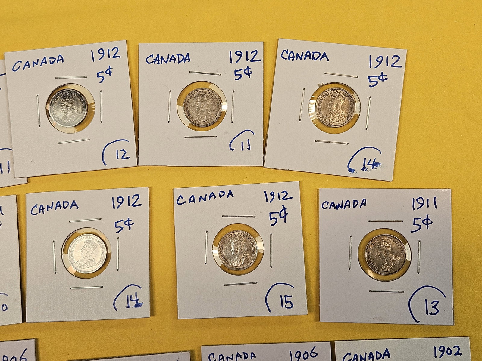 Eighteen, silver, Canadian 5 cent coins - 4