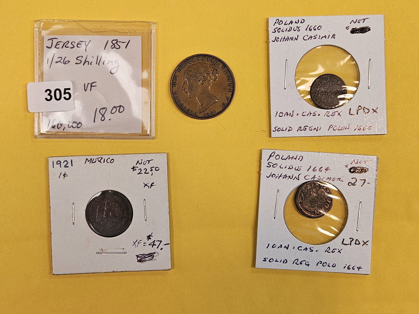 Four mixed, better, world coins: Jersey, Mexico and Poland