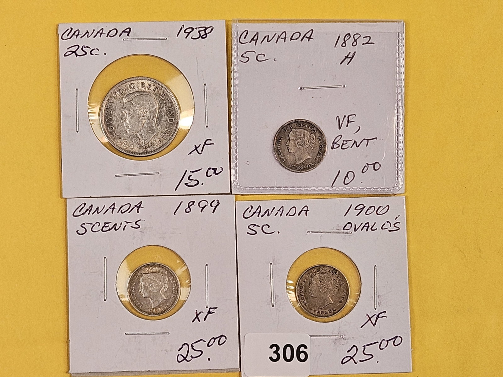 Four little better, mixed, Canadian Coins: All silver