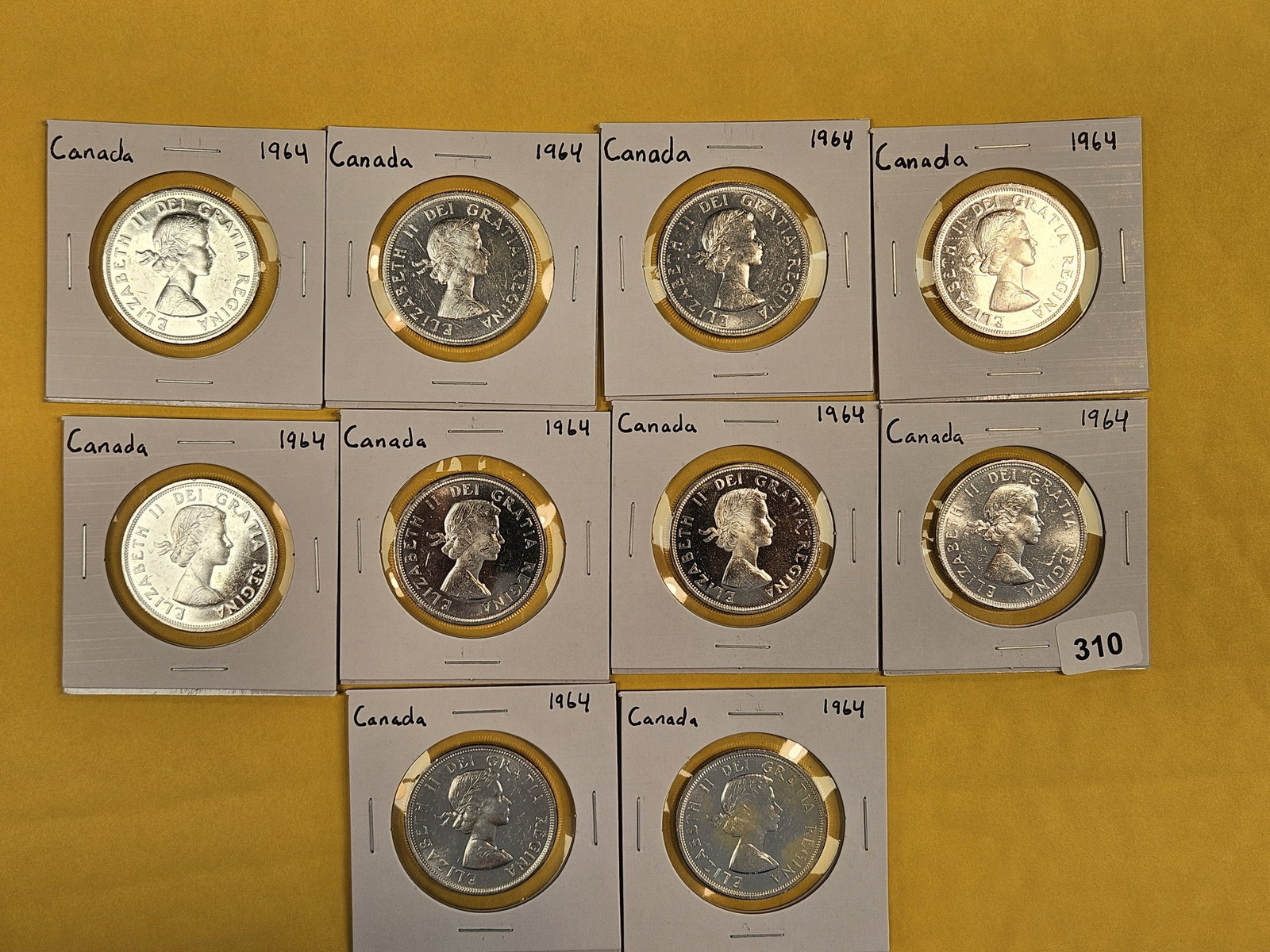 TEN GEM 1964 Canada Prooflike silver Dollars: That's a lot of silver!