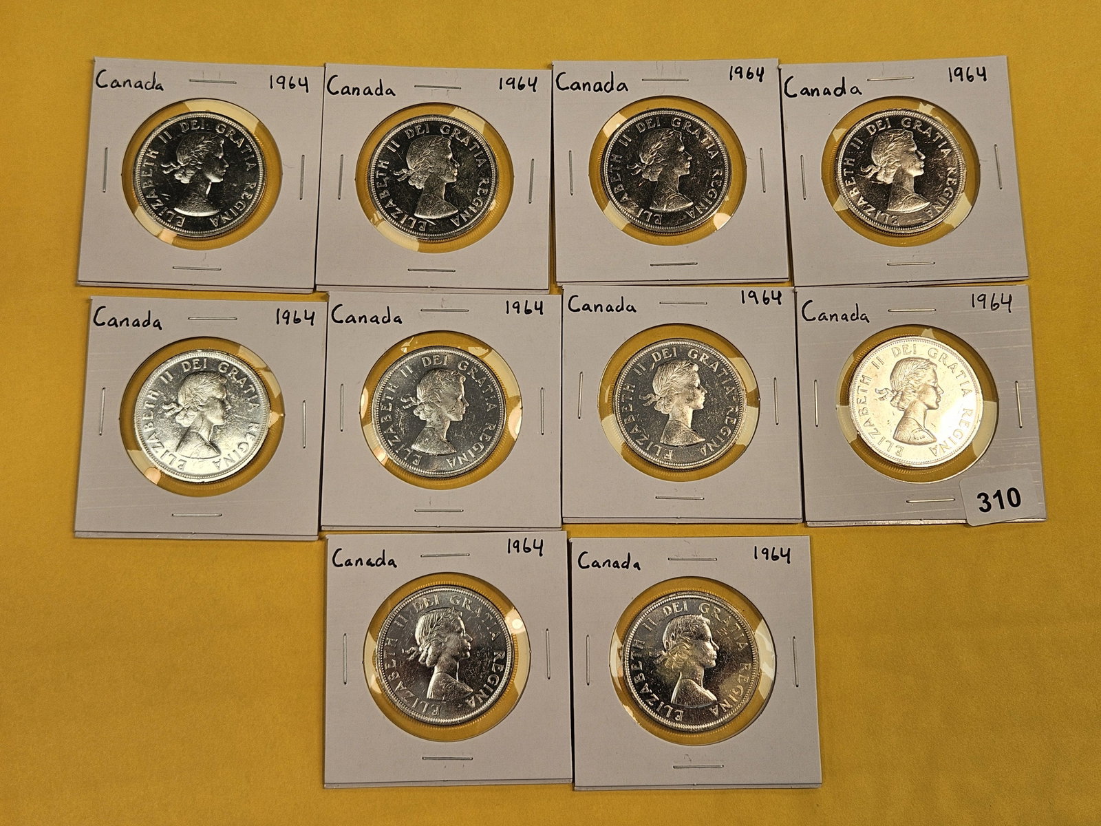 TEN GEM 1964 Canada Prooflike silver Dollars - 2
