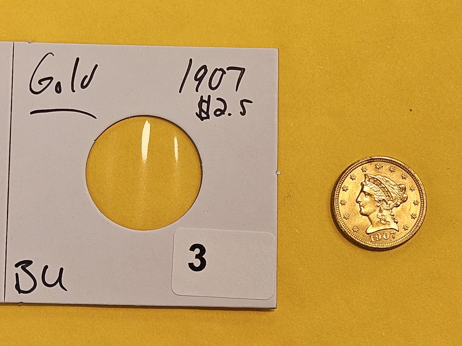 GOLD! Brilliant Uncirculated 1907 Liberty Head Gold $2.5 Dollars - 2