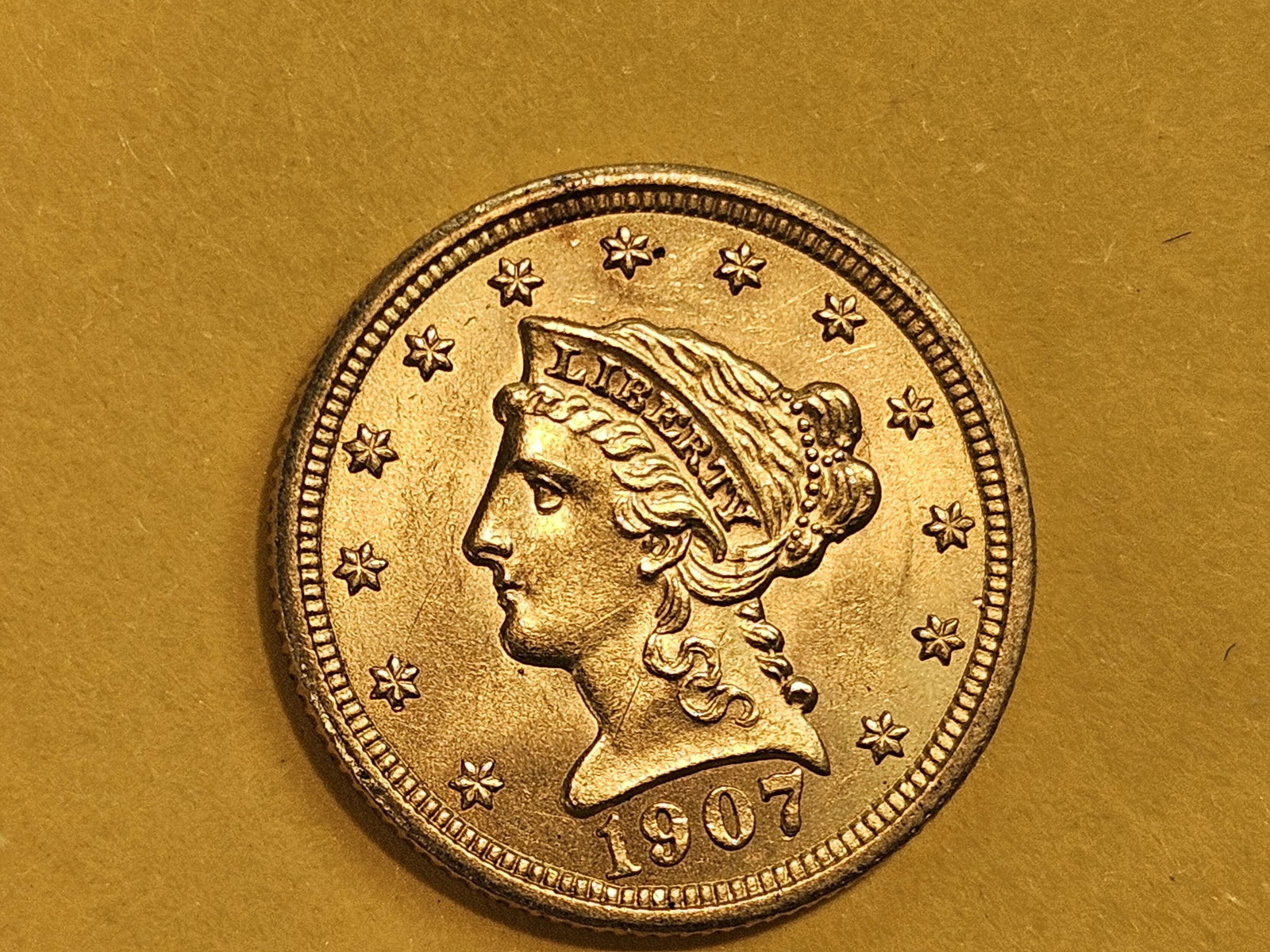 GOLD! Brilliant Uncirculated 1907 Liberty Head Gold $2.5 Dollars - 4