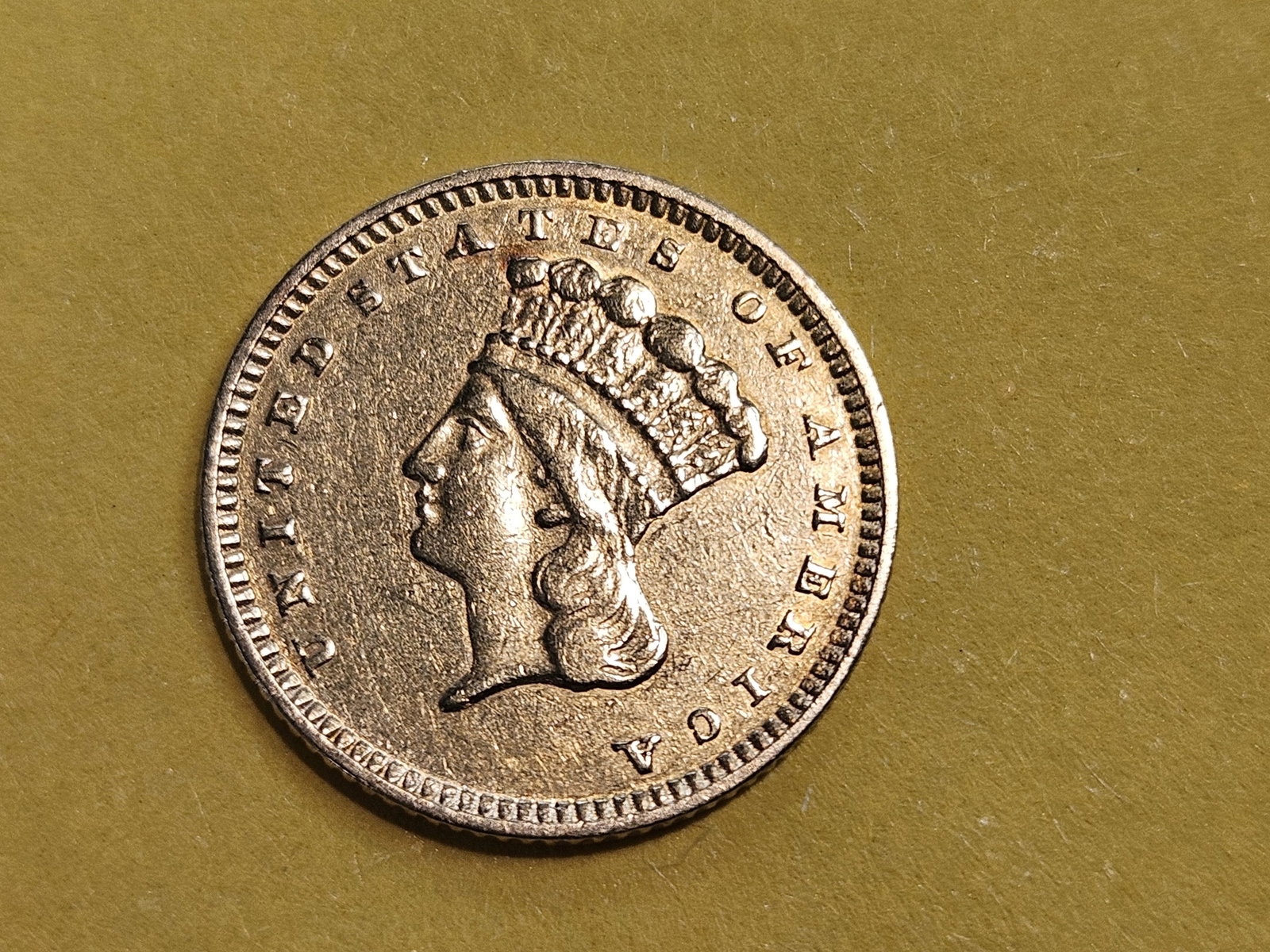 GOLD! Bright About Uncirculated 1874 Gold Dollar - 3