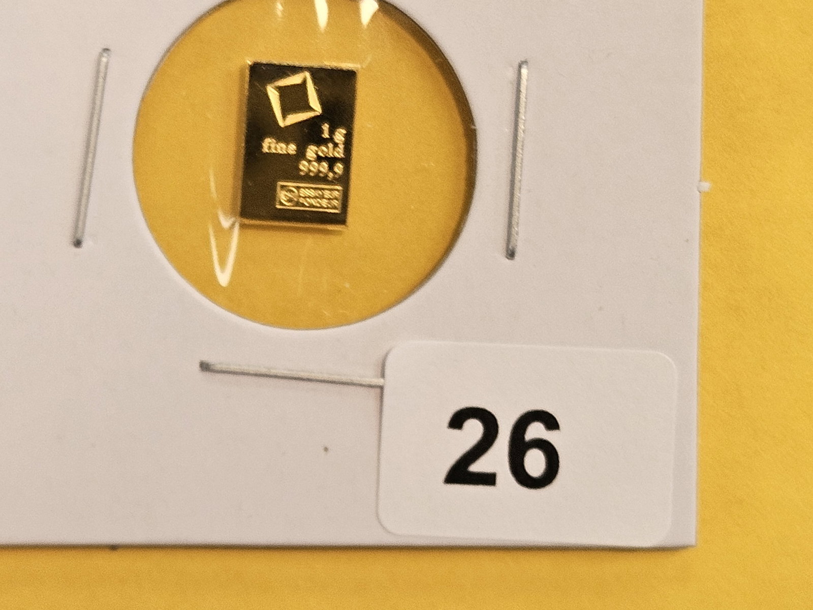 GOLD! Valcambi Suisse One Gram .9999 fine gold bar: Fractional Gold