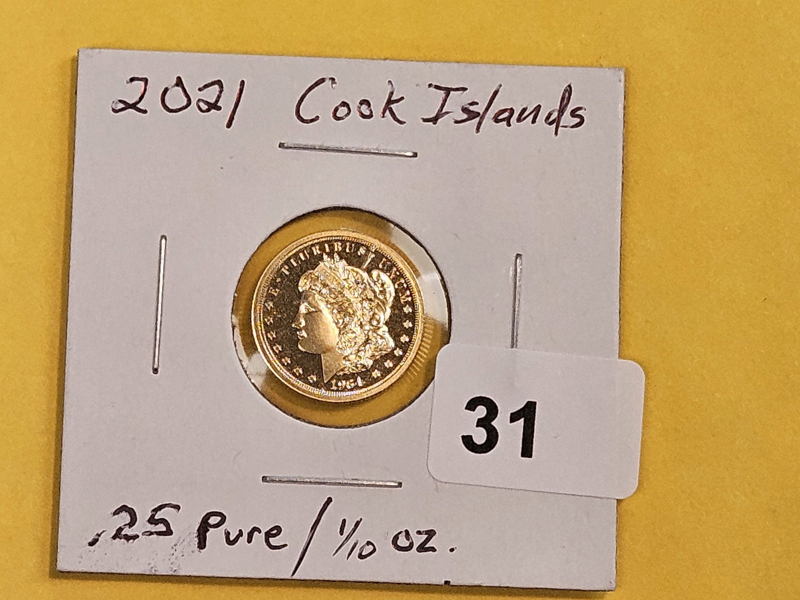 GOLD! GEM Proof Deep Cameo 2021 Cook Islands Gold $5 - 2