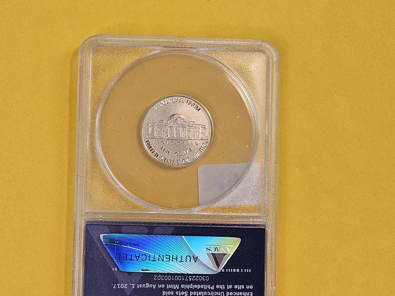 PERFECT! ANACS 2017-S Jefferson Nickel in Enhanced Uncirculated - 70 - 3