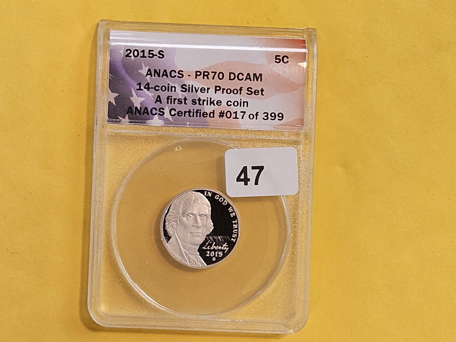 PERFECT! ANACS 2015-S Jefferson Nickel in Proof 70 Deep Cameo - 2