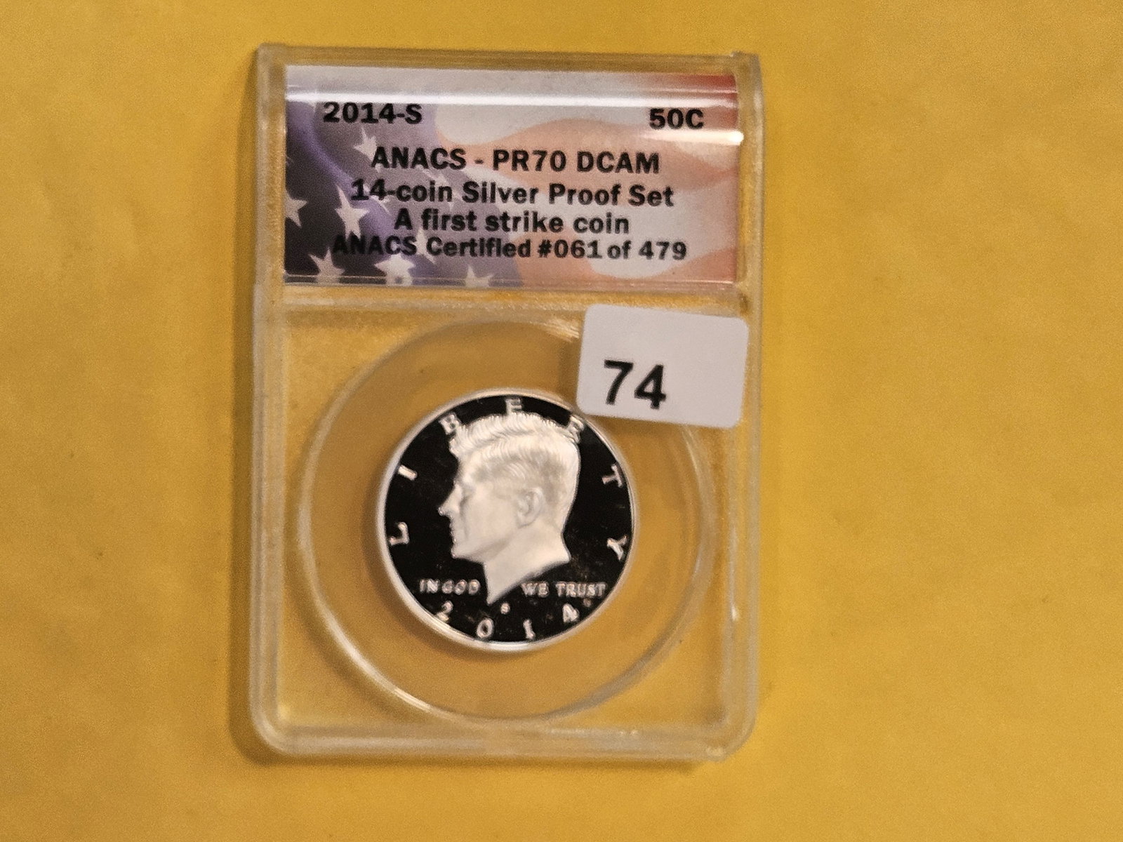 PERFECT! ANACS 2014-S SILVER Kennedy Half Dollar in Proof Deep Cameo 70 - 2