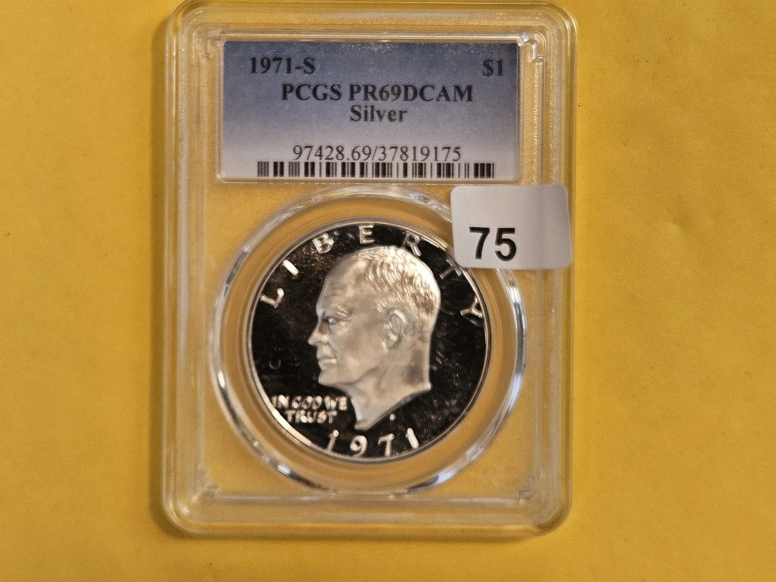 PCGS 1971-S SILVER Eisenhower Dollar in Proof 69 Deep Cameo - 2