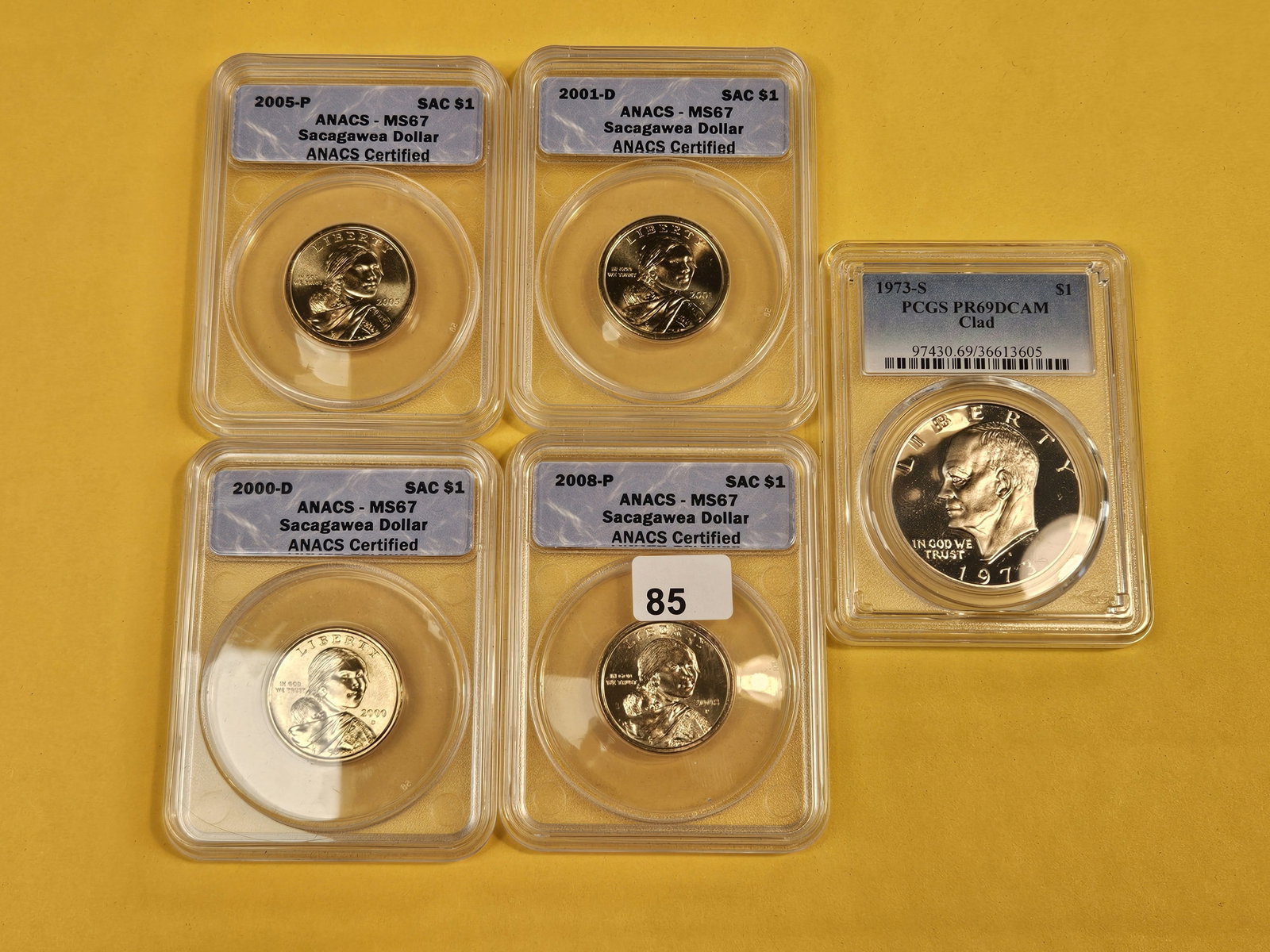 Five PCGS and ANACS-graded Dollars - 2