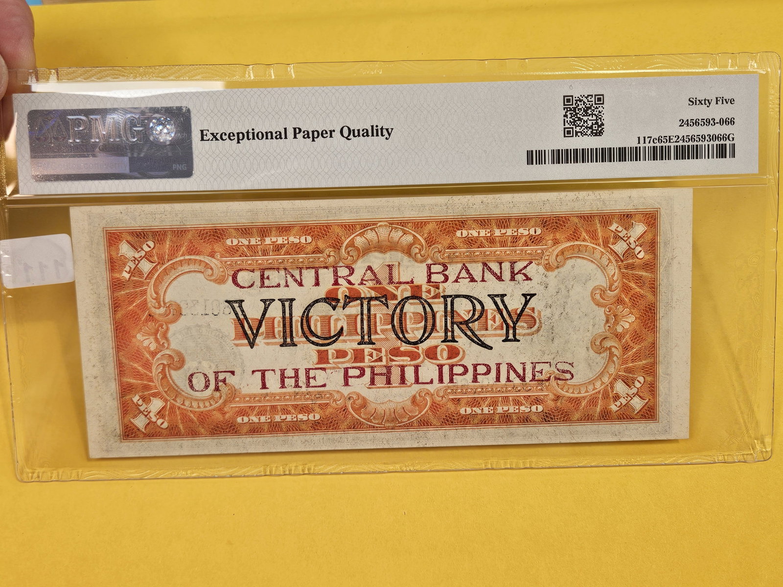 GEM! PMG Philippines "Victory Series" One Peso in GEM UNC 65 EPQ - 3