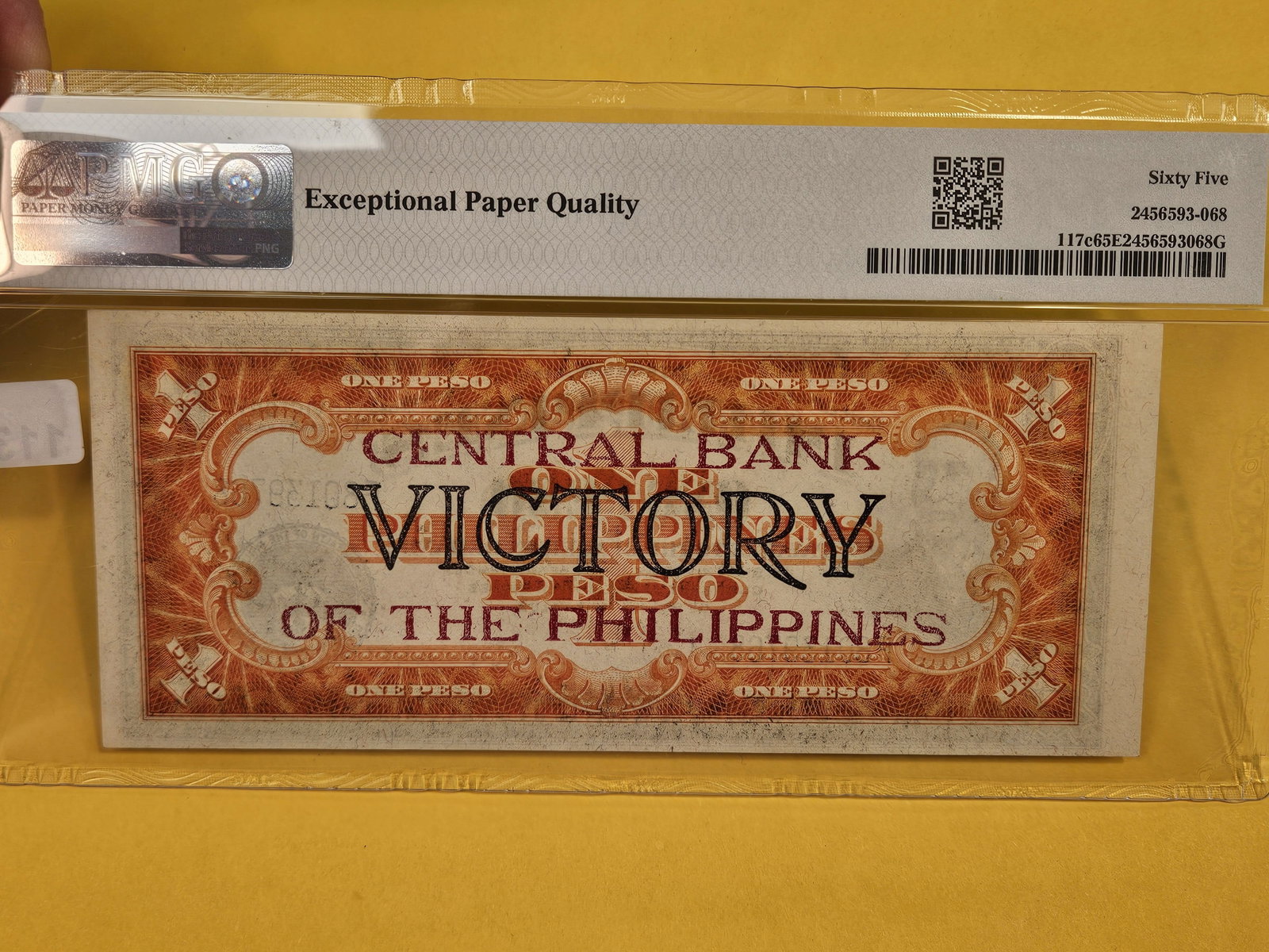 GEM! PMG Philippines "Victory Series" One Peso in GEM UNC 65 EPQ - 3
