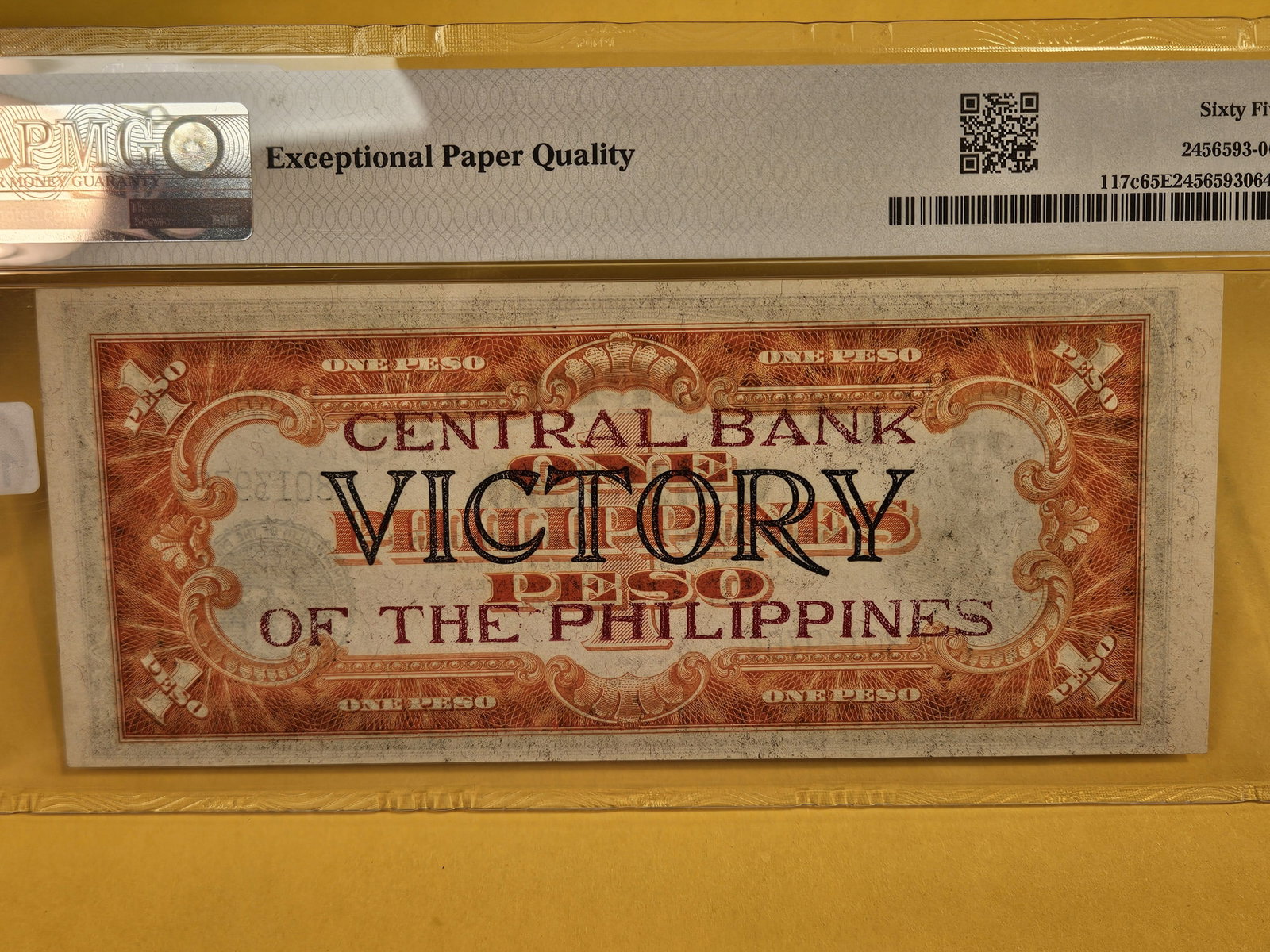 GEM! PMG Philippines "Victory Series" One Peso in GEM UNC 65 EPQ - 3