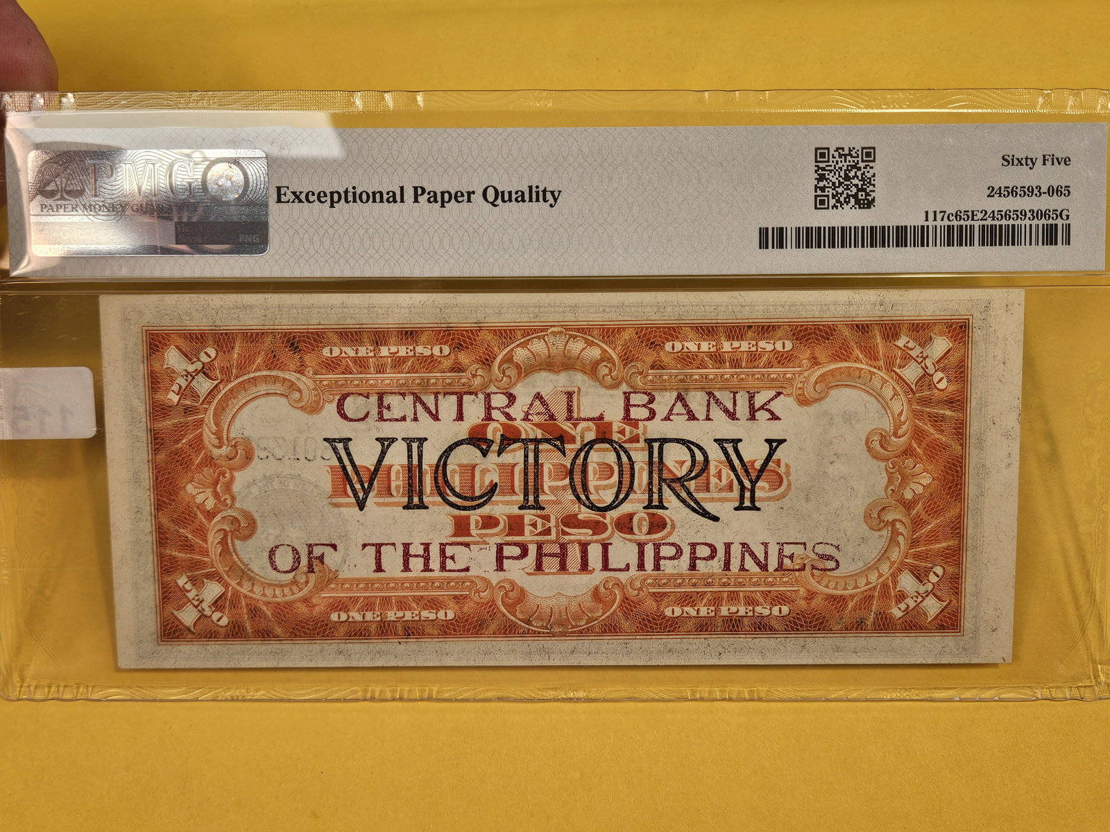 GEM! PMG Philippines "Victory Series" One Peso in GEM UNC 65 EPQ - 3