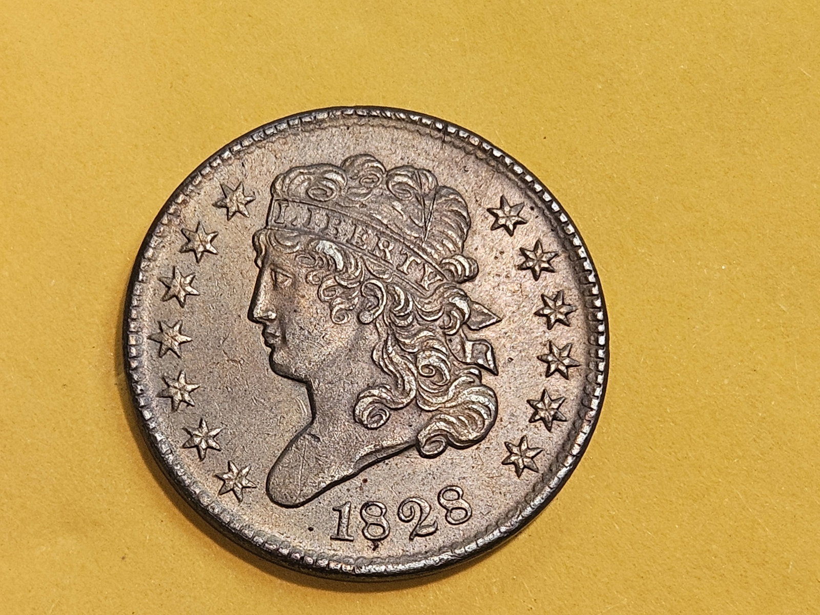 1828 Classic Head Half Cent in About Uncirculated - 5