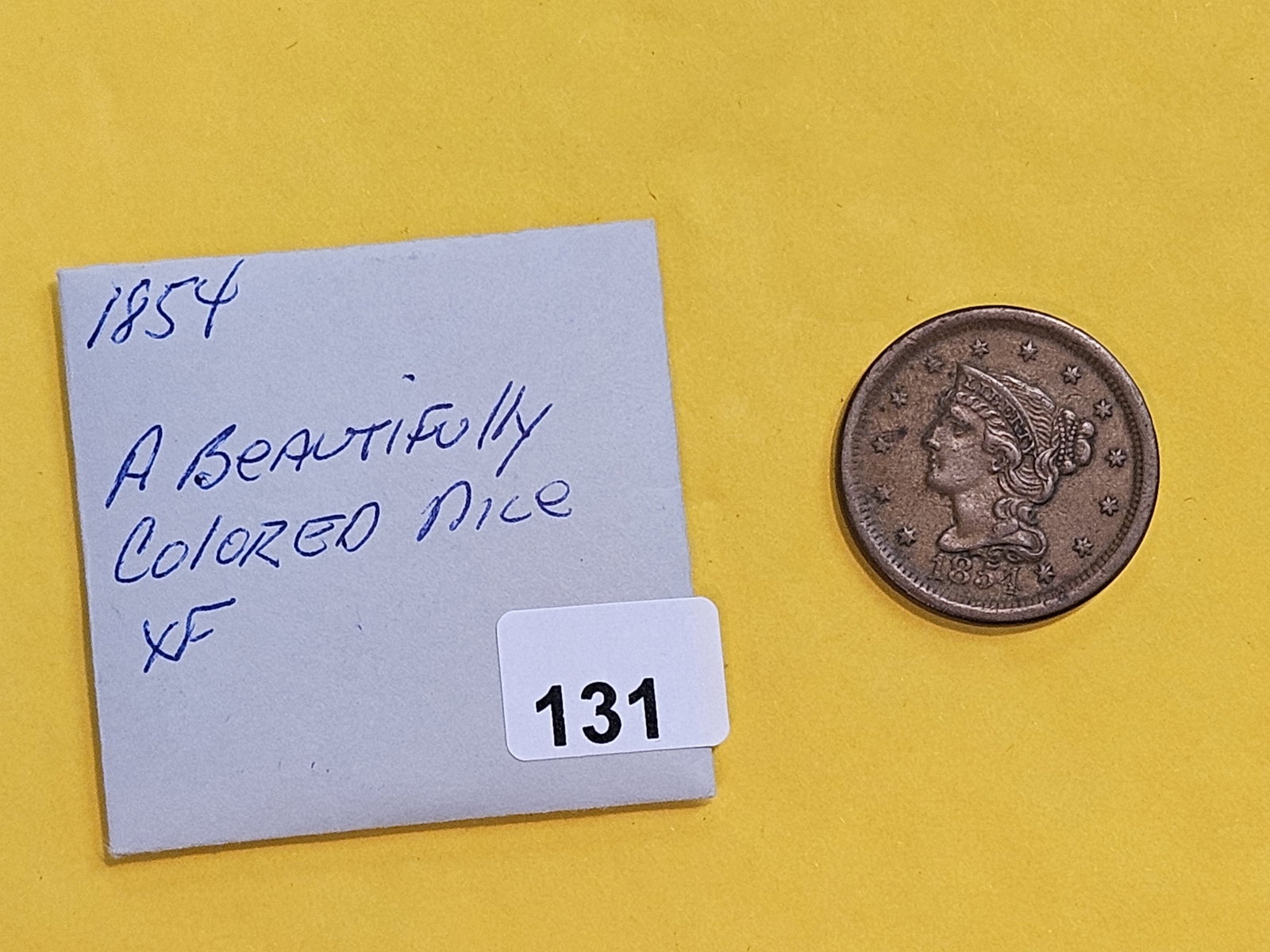 1854 Braided Hair Large Cent in Extra Fine - 2