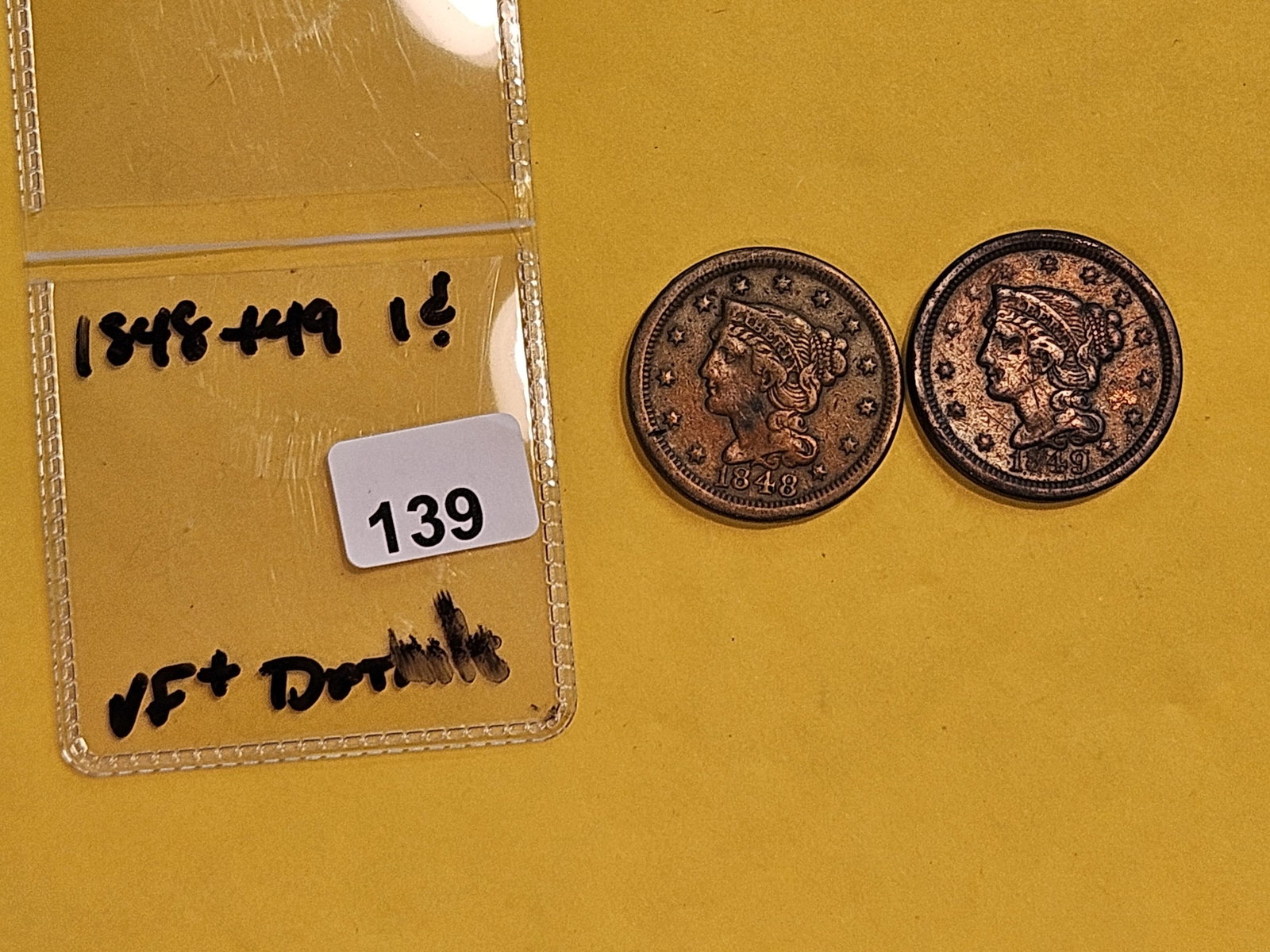 1848 and 1849 Braided Hair Large cents - 2