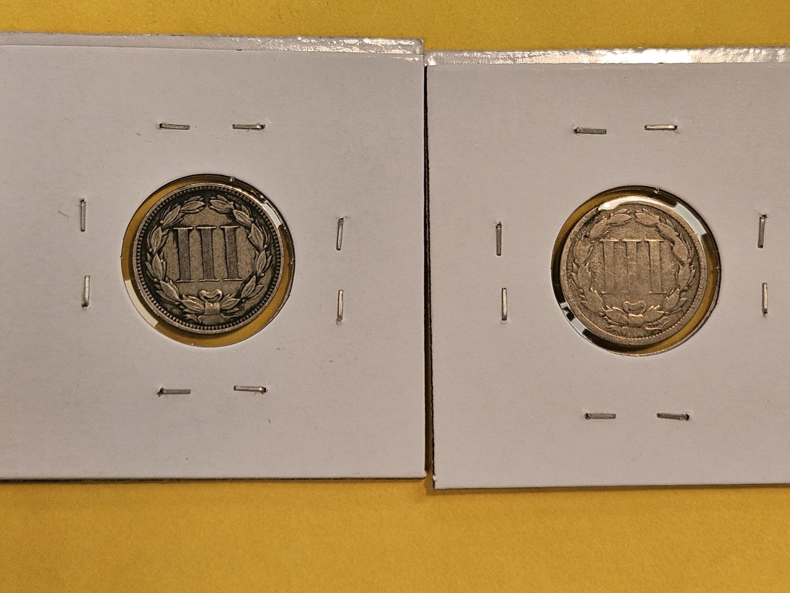 1881 and 1865 Three Cent Nickels - 3