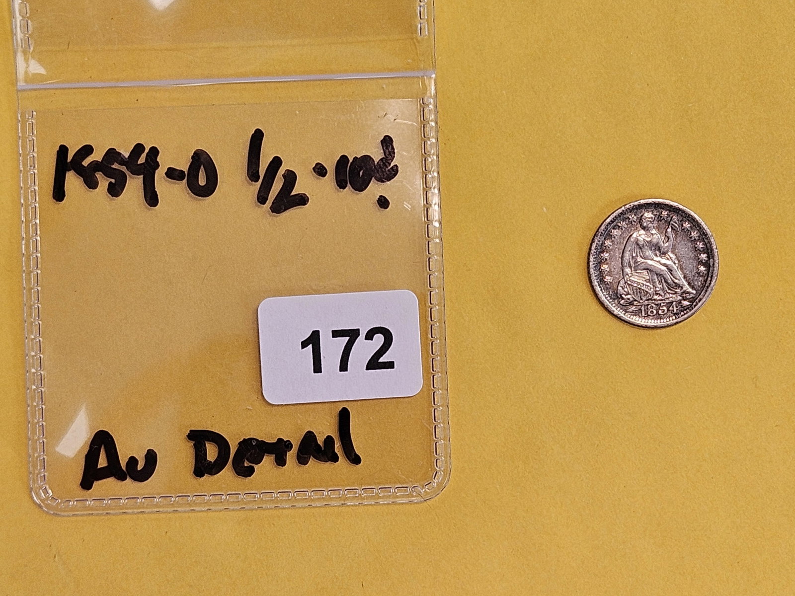 Bright 1854-O Seated Liberty Silver Half Dime - 2