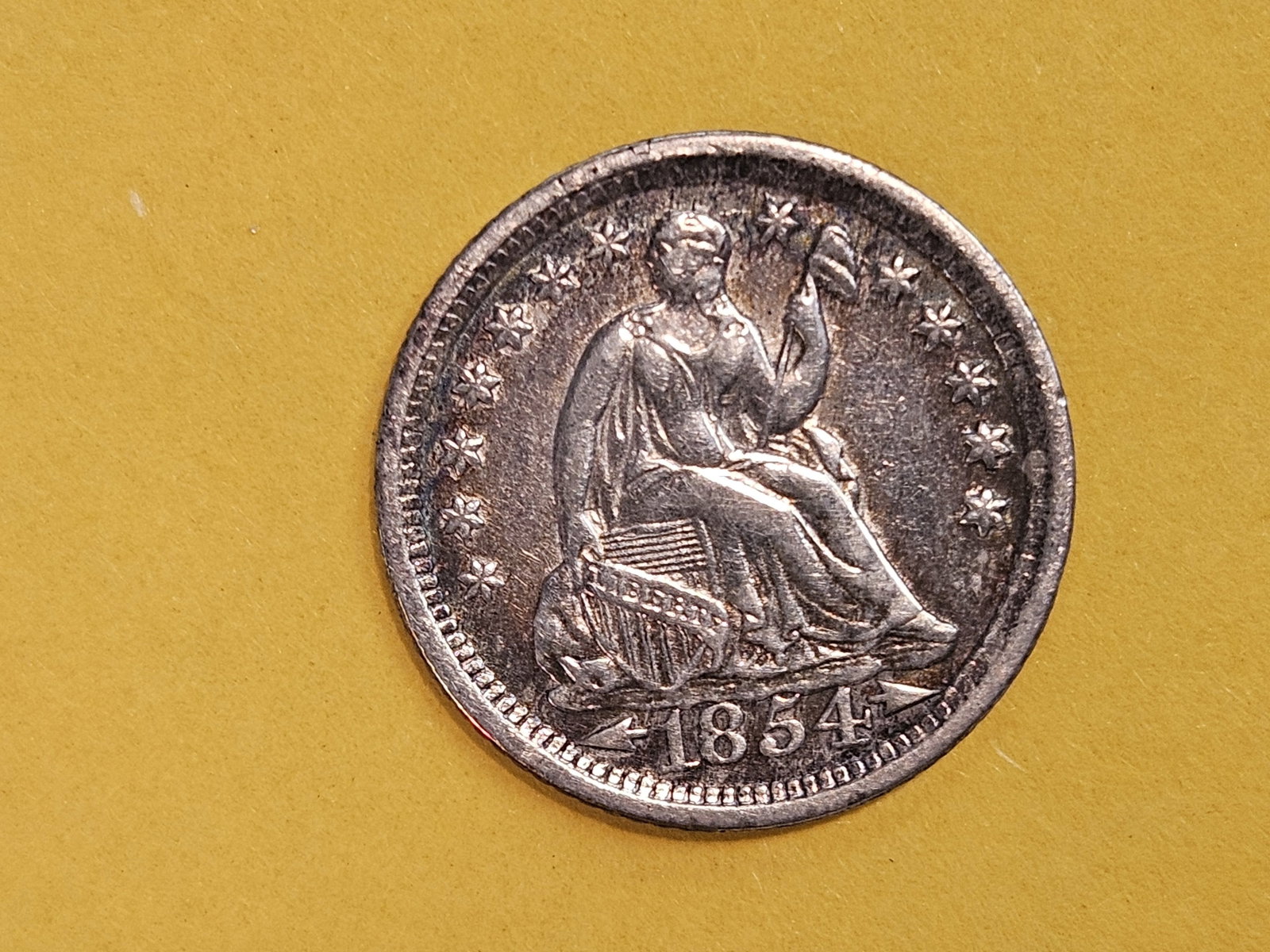 Bright 1854-O Seated Liberty Silver Half Dime - 3