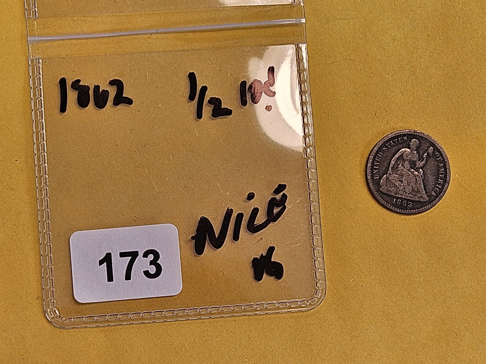 1862 Seated Liberty Silver Half-dime in Very Good - 2