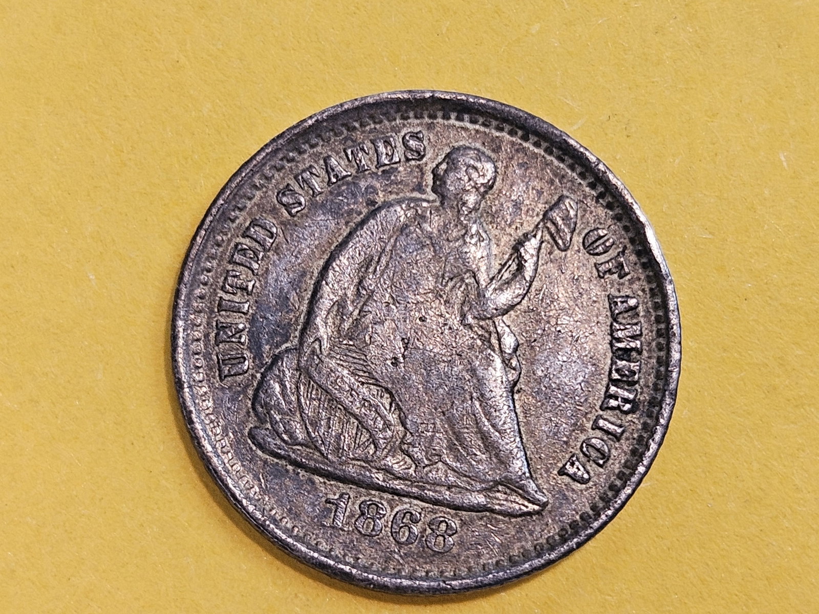 1868-S Seated Liberty silver Half-Dime in Fine (1 of 5)