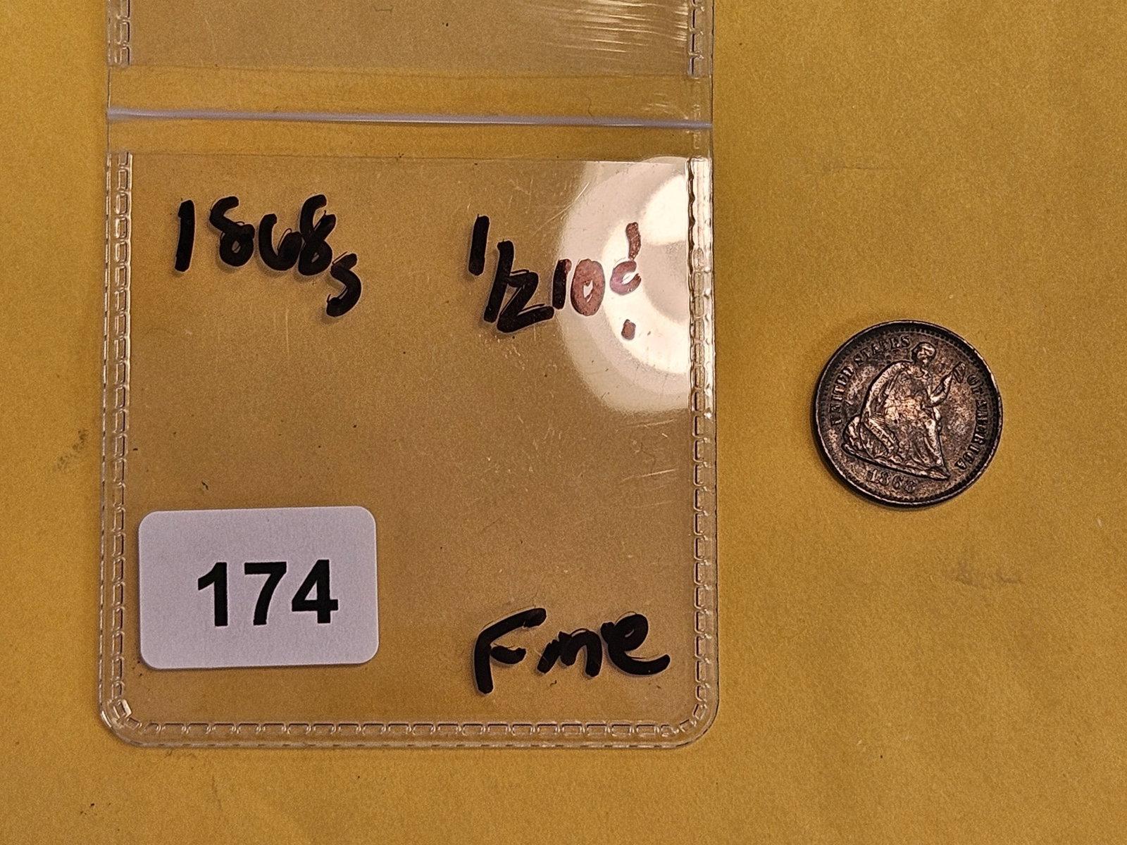 1868-S Seated Liberty silver Half-Dime in Fine - 2