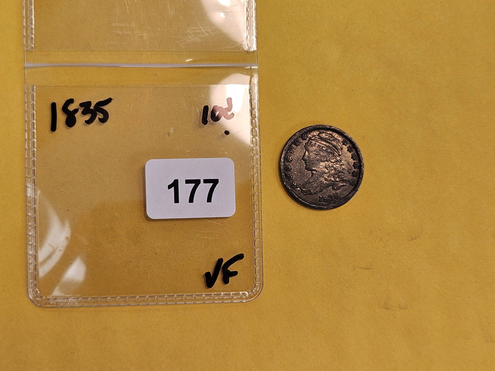 1835 Capped Bust silver Dime in Very Fine - 2