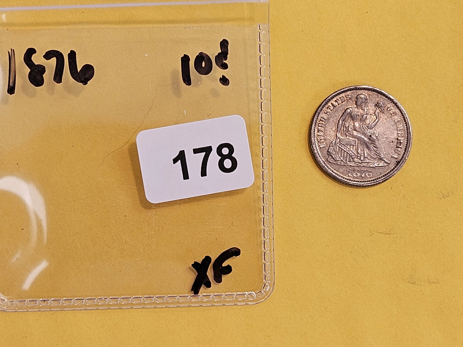 1876 Seated Liberty silver Dime in Extra Fine - 2