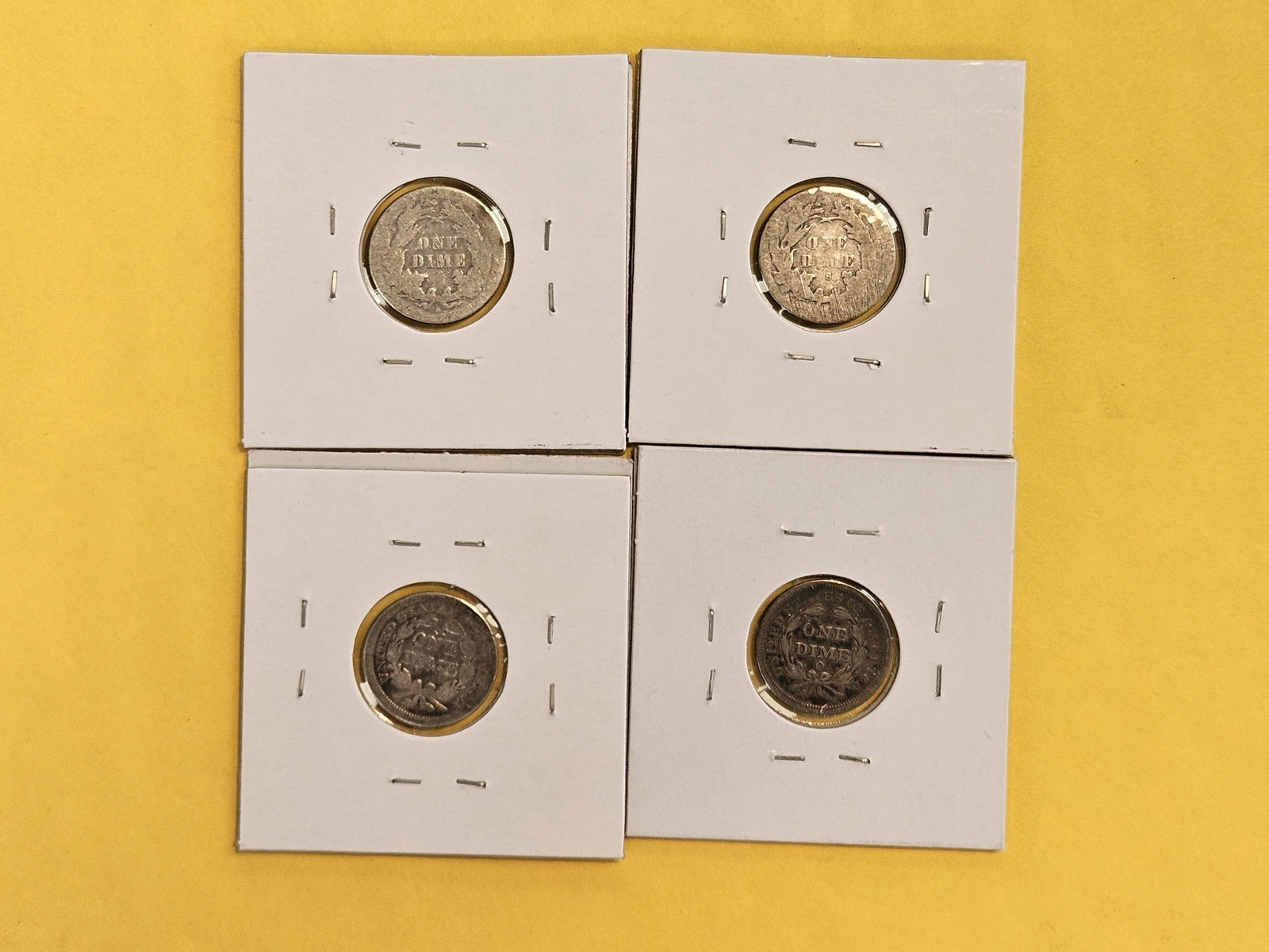 Four mixed Seated Liberty silver Dimes - 3