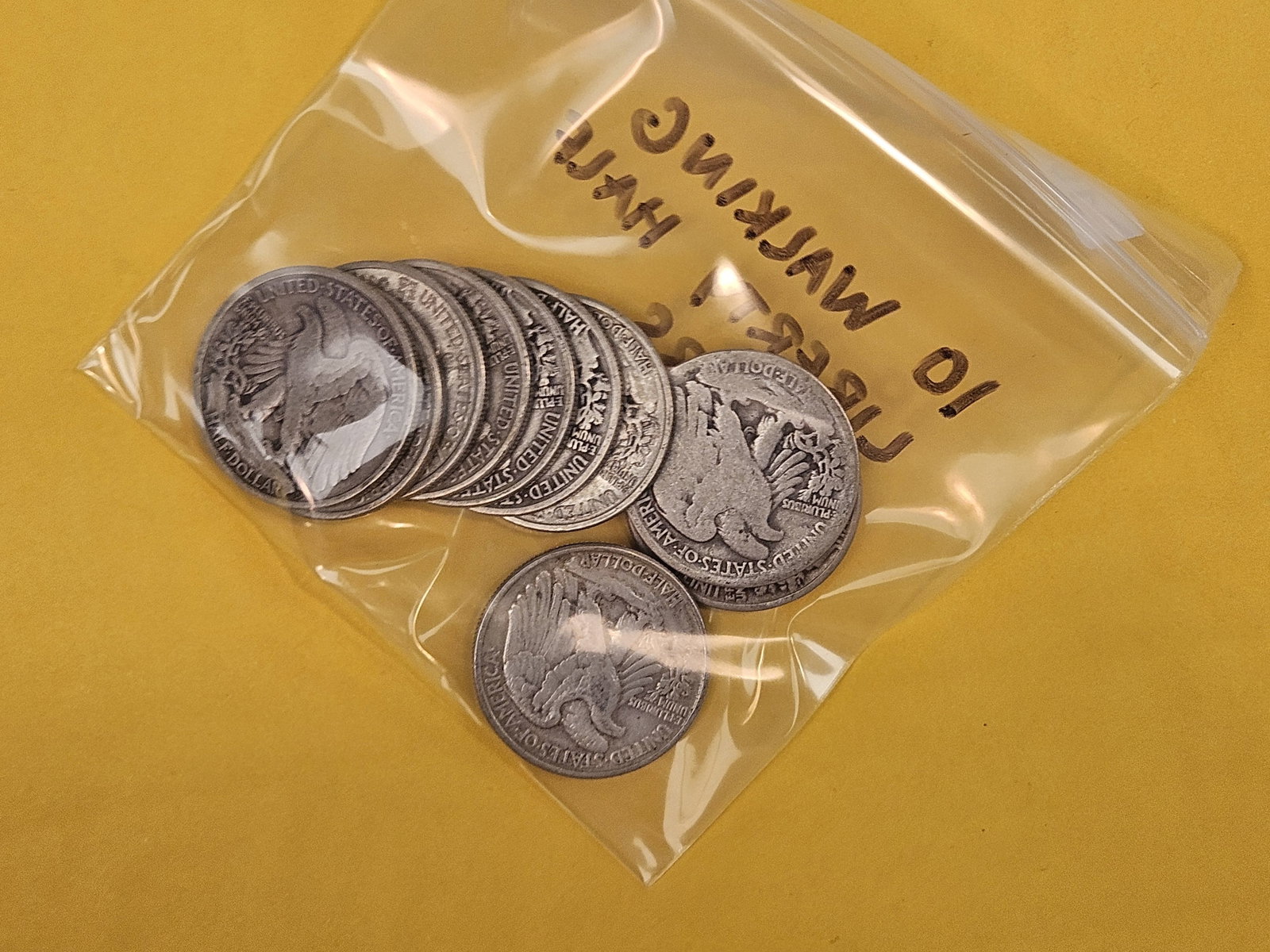 Ten Walking Liberty silver half dollars - 2