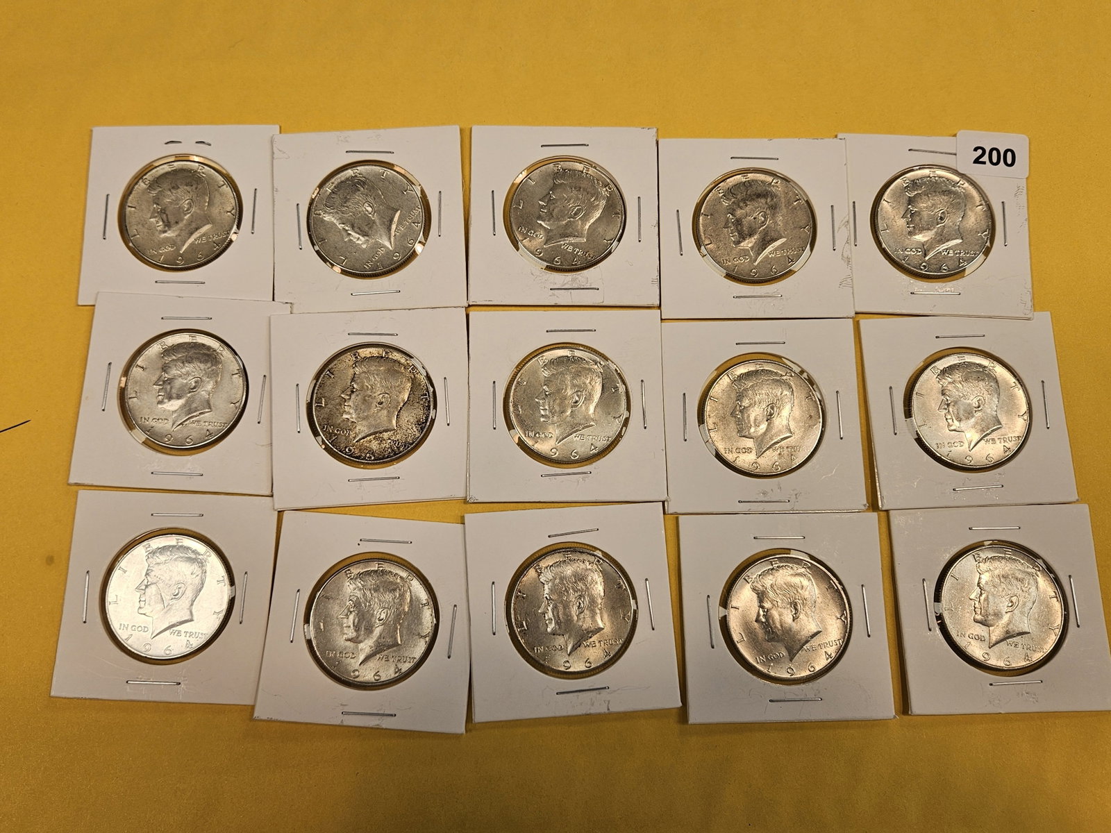 Fifteen silver 1964 Kennedy Half Dollars - 2
