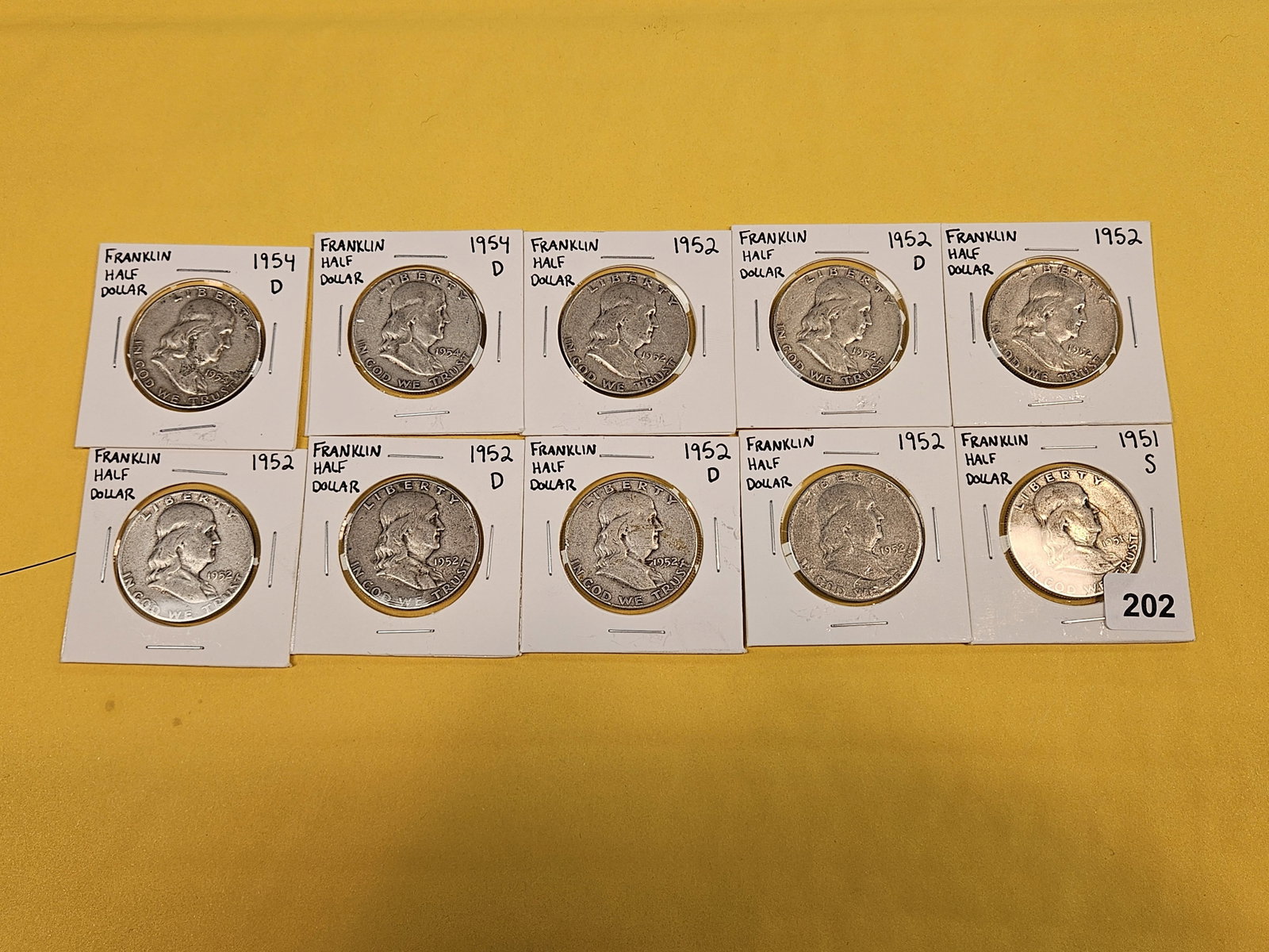 Ten Franklin silver Half Dollars - 2