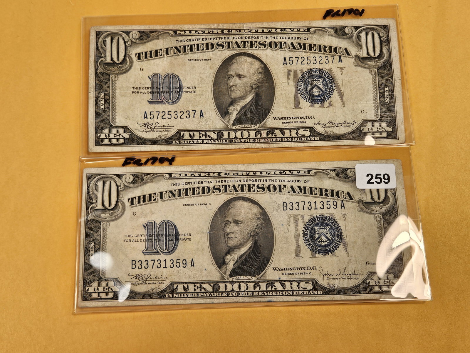 Series of 1934 and 1934-C Ten Dollar Silver Certificates - 2
