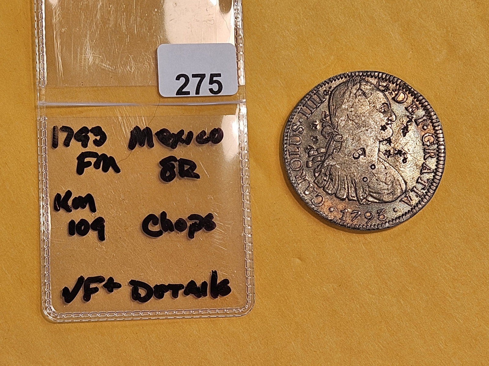 1793 Mexico silver 8 reals in Very Fine plus - details - 2
