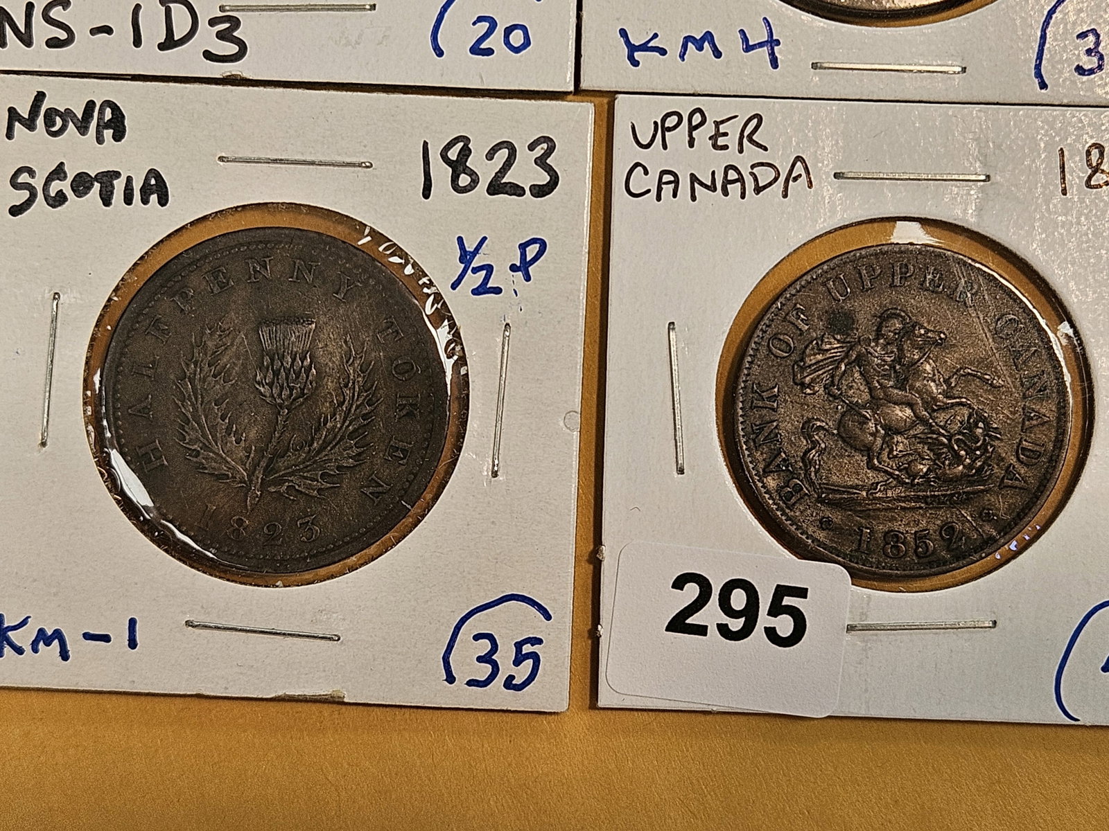 Four mixed, little better, Canadian Cent and Half-cent copper tokens - 3