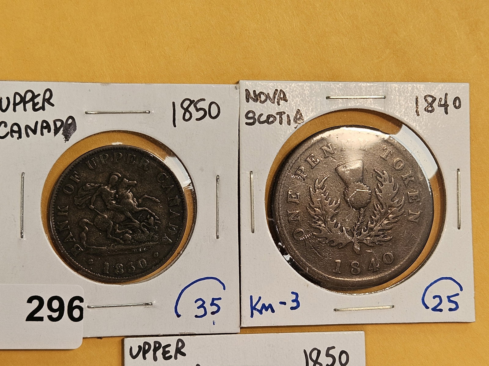Three little better, Canadian Cent and Half-cent copper tokens - 2