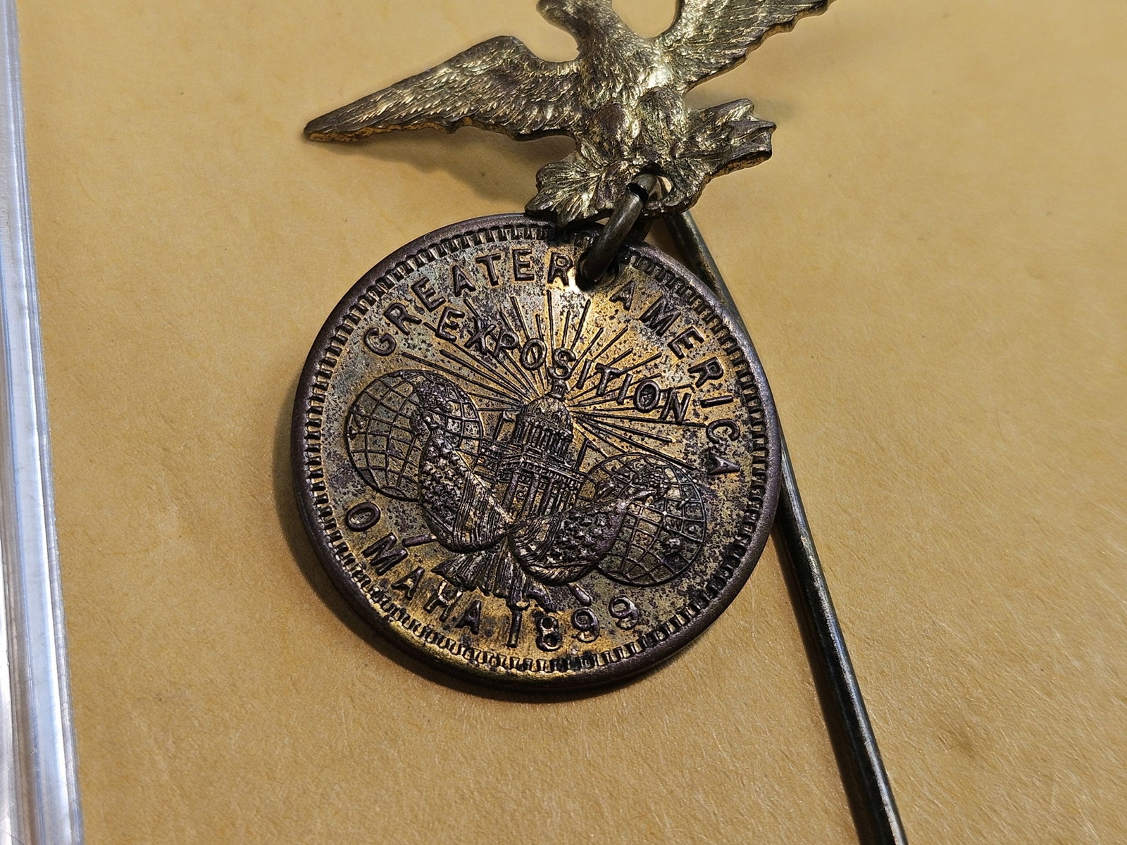 ** Very Rare ** 1899 Greater America Exposition Token-Pin - 3
