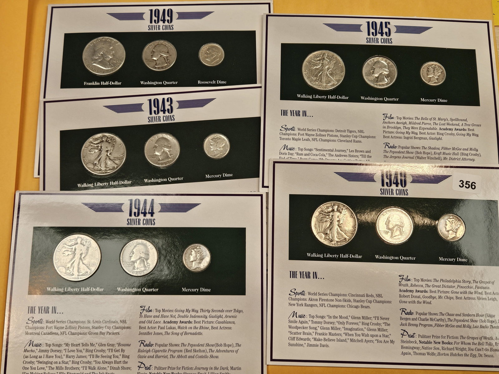 Five cool Silver Coin year sets - 2