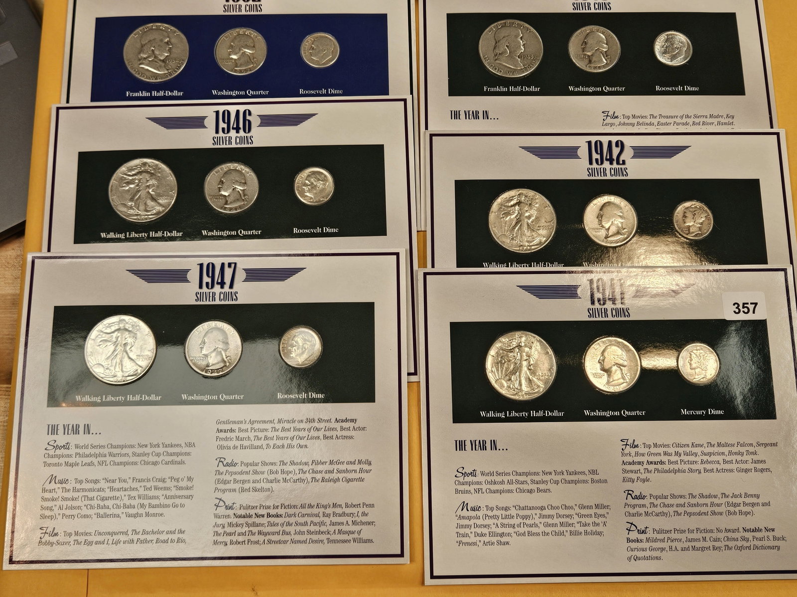 Six cool Silver Coin year sets - 2