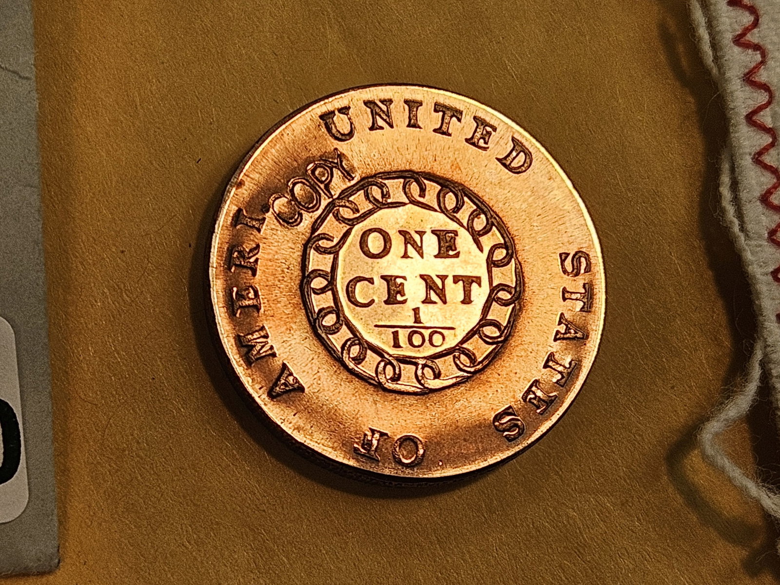 GEM Brilliant Uncirculated RED 1793 Gallery Mint Chain Cent Copy - 3