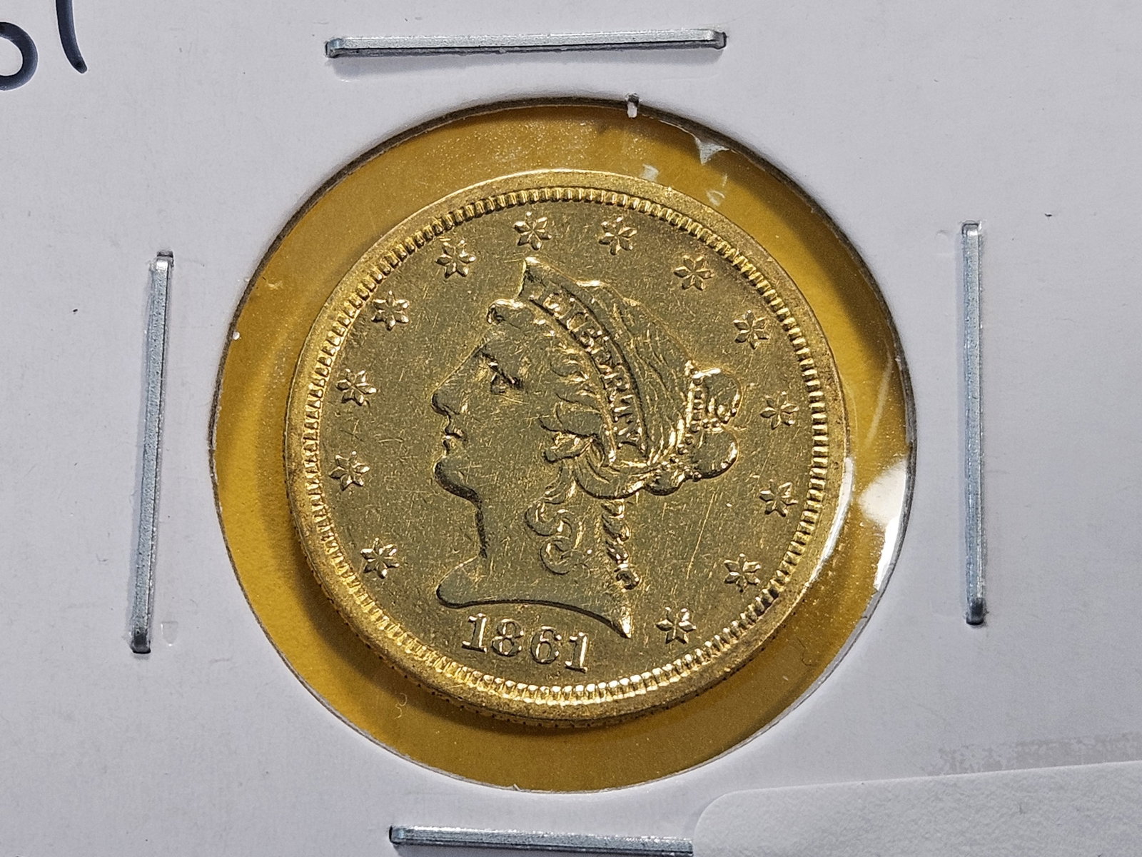 GOLD! Brilliant About Uncirculated 1861 Liberty Head $2.5 Gold (1 of 4)