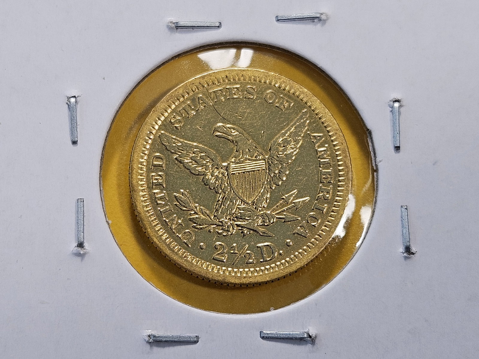 GOLD! Brilliant About Uncirculated 1861 Liberty Head $2.5 Gold - 4