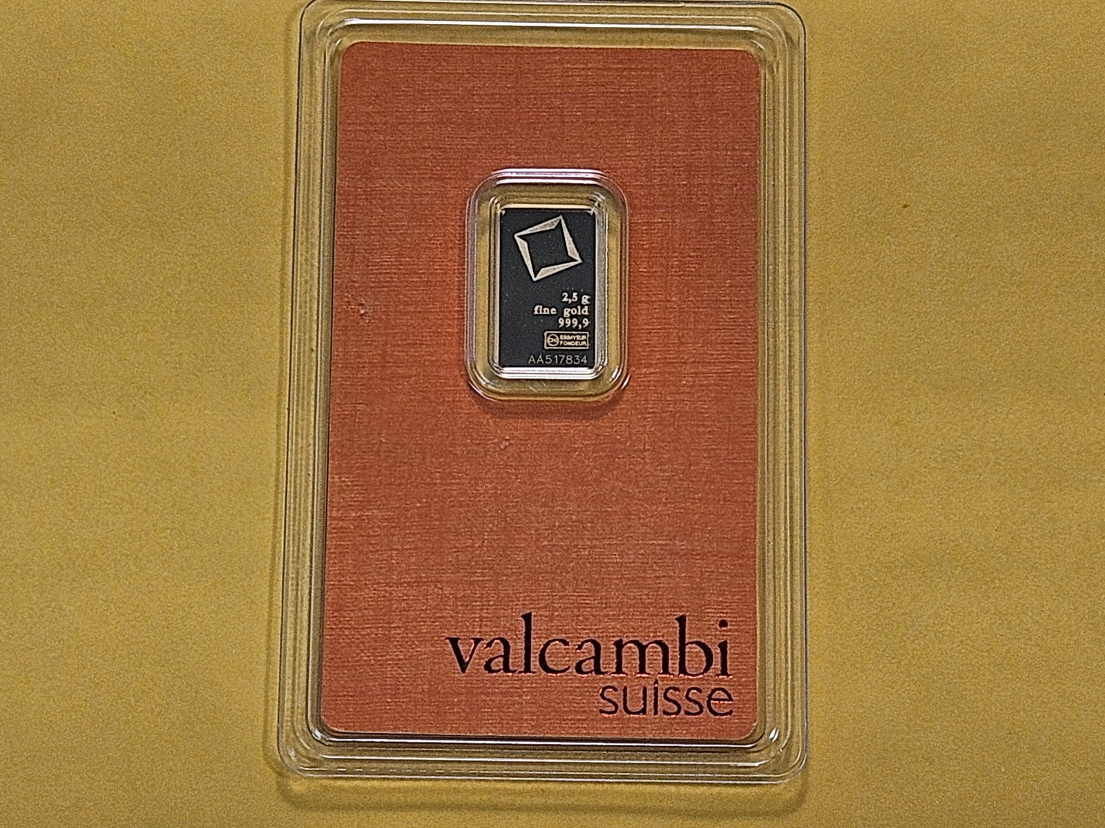 GOLD! Valcambi Suisse 2.5 Gram .999 Fine Gold bar - 3