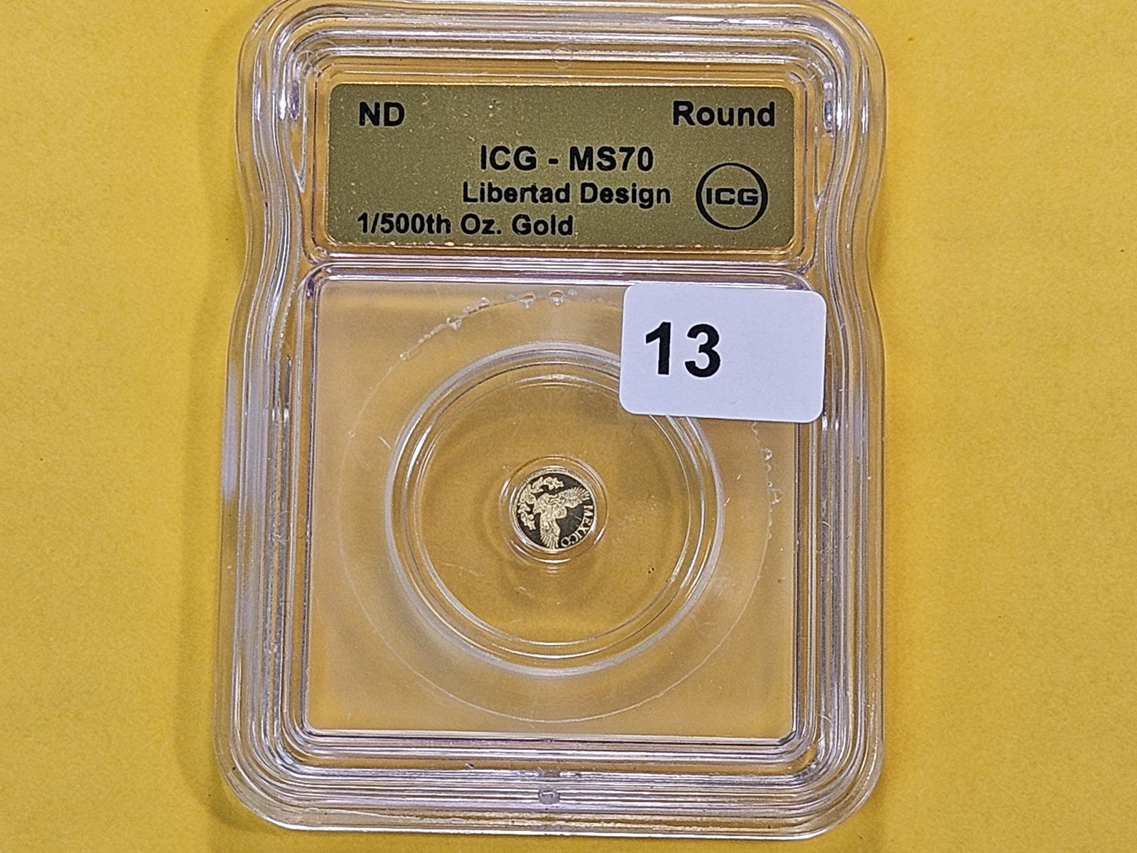 PERFECT GOLD! ICG Undated Mexican Gold Mini-Coin in Mint State 70 - 2