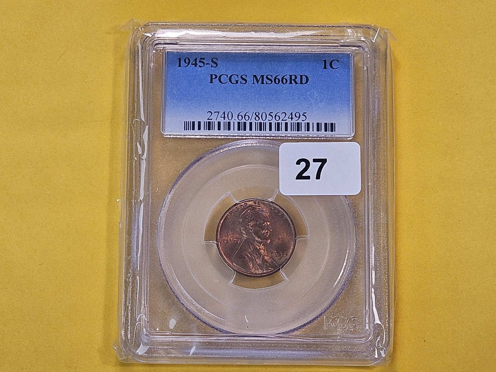GEM! PCGS 1945-S Lincoln Wheat Cent in Mint State 66 Red - 2
