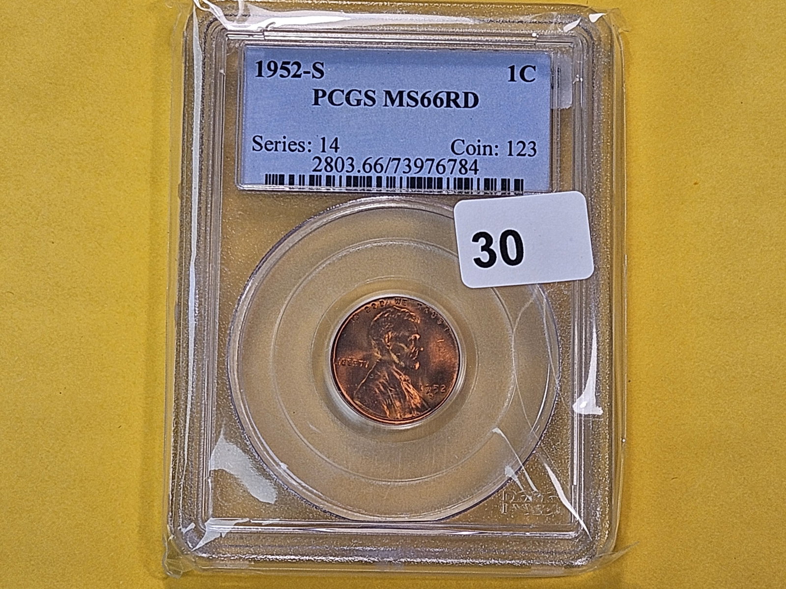 GEM! PCGS 1952-S Lincoln Wheat Cent in Mint State 66 Red - 2