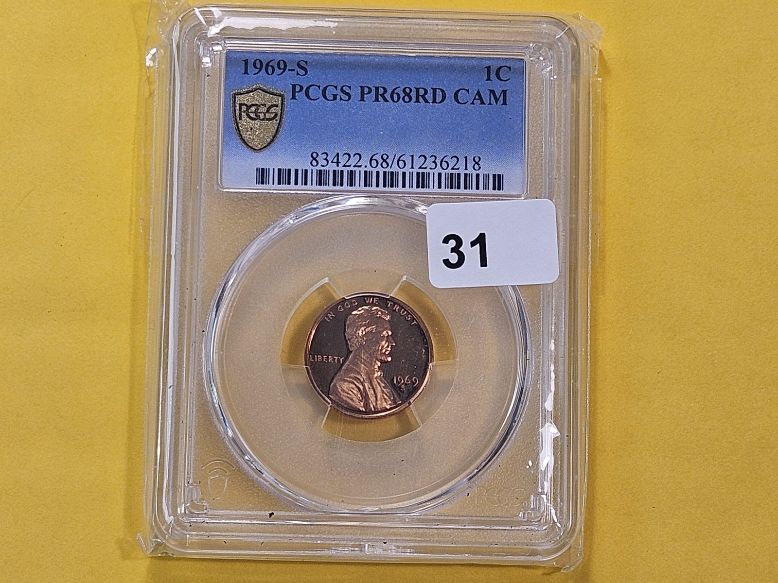 PCGS 1969-S Lincoln Memorial Cent in Proof 68 Red Cameo - 2