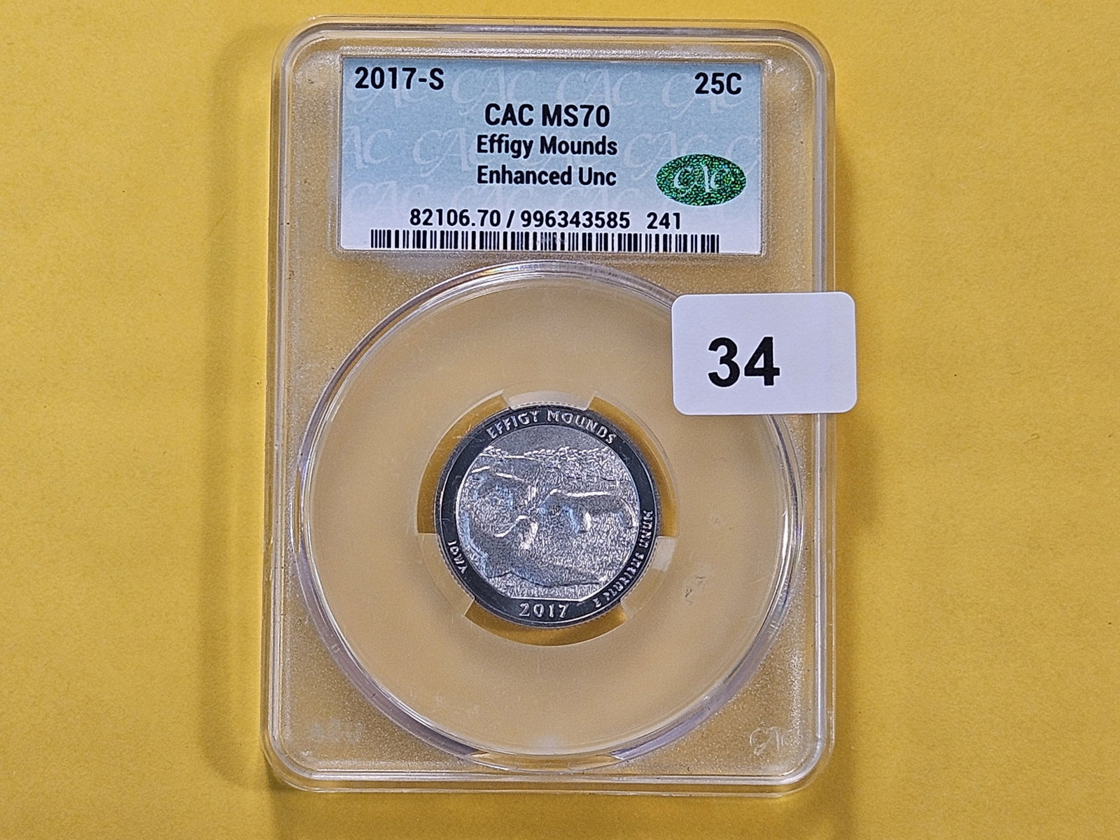 PERFECT! CACG 2017-S Washington Quarter in Mint State 70 Enhanced Uncirculated - 2
